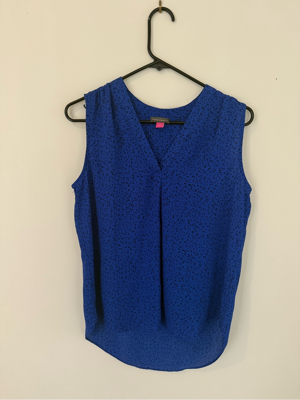 Vince Camuto Royal Blue Sleeveless V-Neck Tank with Black Speckle